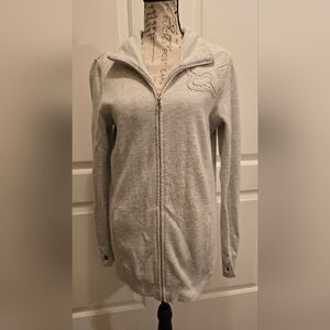 Fox Racing Zip Up Sweatshirt Light Gray Large